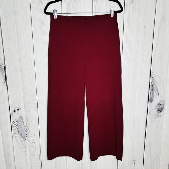 Ann Taylor Loft Pull On Wide Leg Pants Maroon Ankle Crop Sz Small (29x25) - Picture 1 of 8